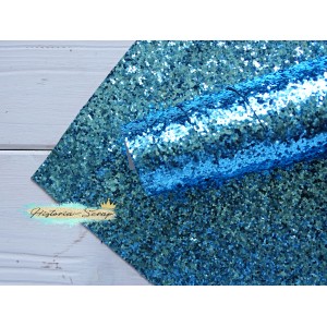 Ткань глиттерная крупная, цвет голубой, 34х26 см